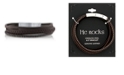 He Rocks Brown Leather and Stainless Steel Triple Wrap Bracelet, 8.5"